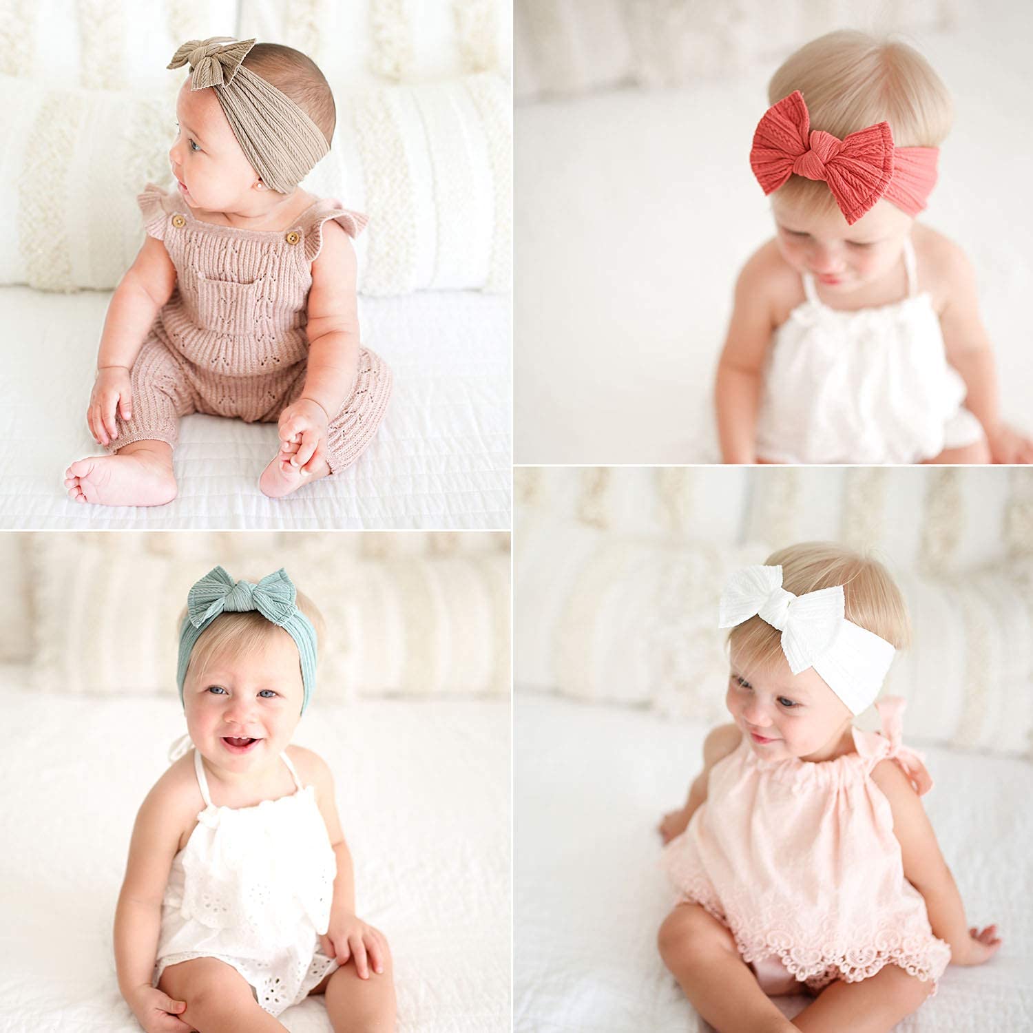 Niceye Handmade Baby Headbands Stretchy Nylon Headband with Bows for Infant Baby Toddler Girls- Pack of 10 - Image 2